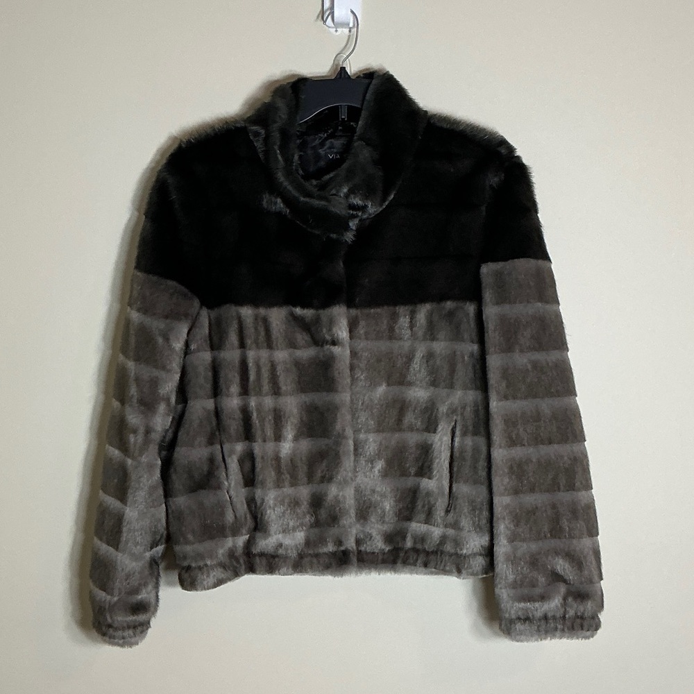 Via Spiga Black and Gray Teddy Jacket